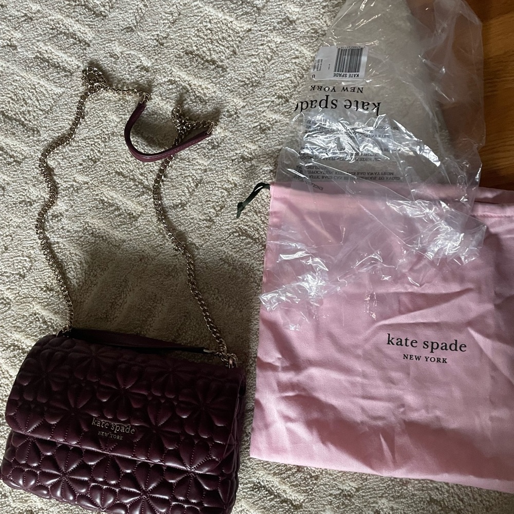Kate Spade purse bag leather maroon quilted - Picture 2 of 7